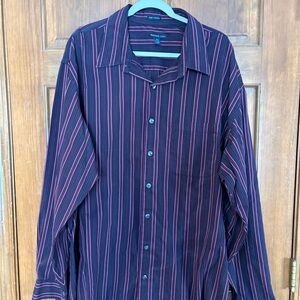 Van Heusen Black and Maroon Striped Casual Shirt